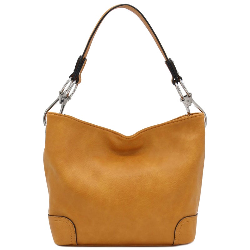 Alyssa Hobo Shoulder Bag with Big Snap Hook Hardware (Mustard) - Image 2